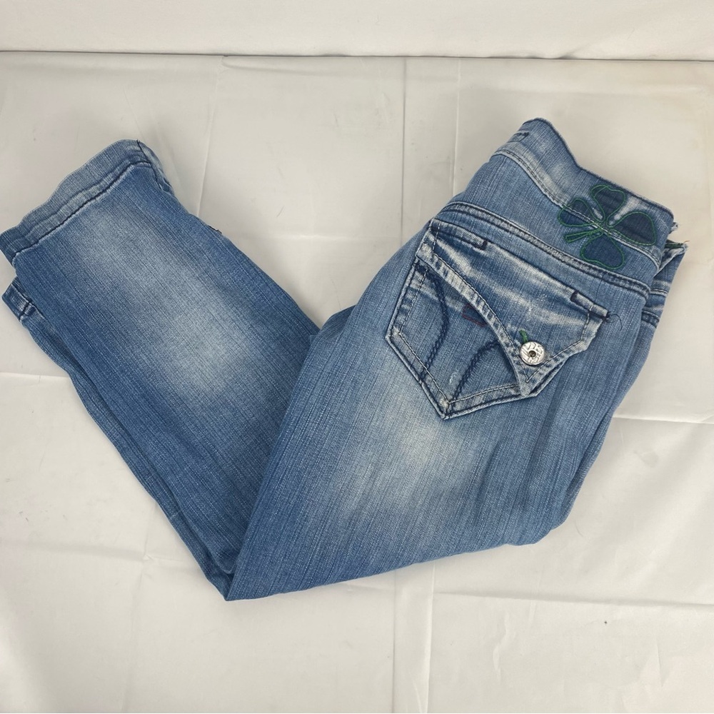 ☘️ MISS SIXTY Y2K Lucky Green SHAMROCK Denim Capris ☘️  29 vintage